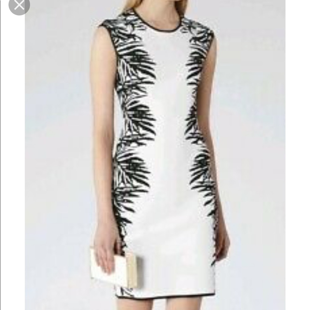 Reiss Perrin White Black bodycon dress size 0
